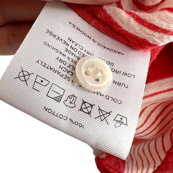 Faithfull The Brand Amalfi Rust Red Striped Off-Shoulder Dress Size Small - Picture 11 of 11